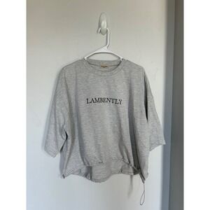 Samansa Mos2 Lambently Gray Graphic Sweatshirt Drawstring Hem TYT-2200260 Size F